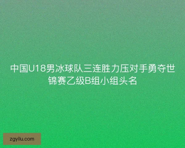 中国U18男冰球队三连胜力压对手勇夺世锦赛乙级B组小组头名